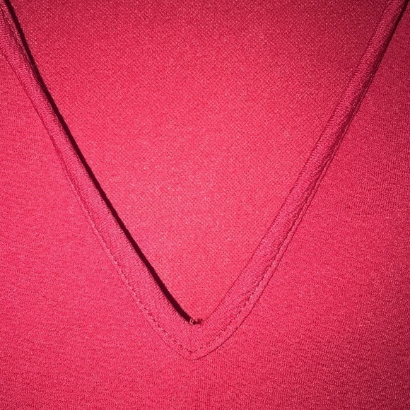 Shein Curve Ruby Red V-Neck Tie Shirt Long Sleeve - Size 1XL - Picture 3 of 5